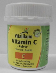 Vitamin C powder in jar, Vitamin C powder in jar